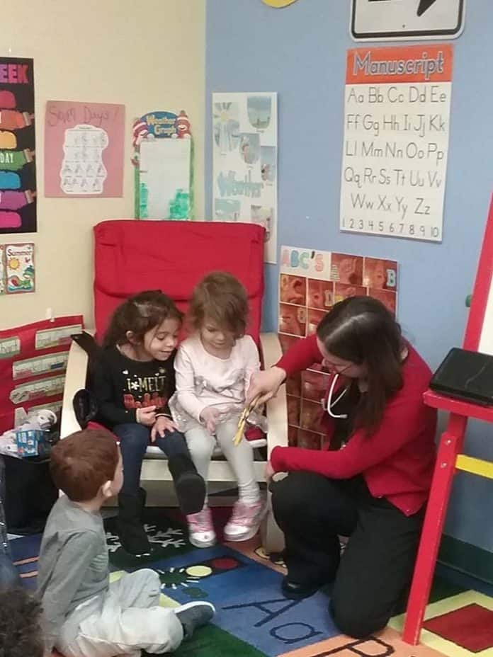 The children were able to talk about what they want to be when they grow up with special visitors and professionals that came in to talk about their own careers. (Photo courtesy Goddard School)