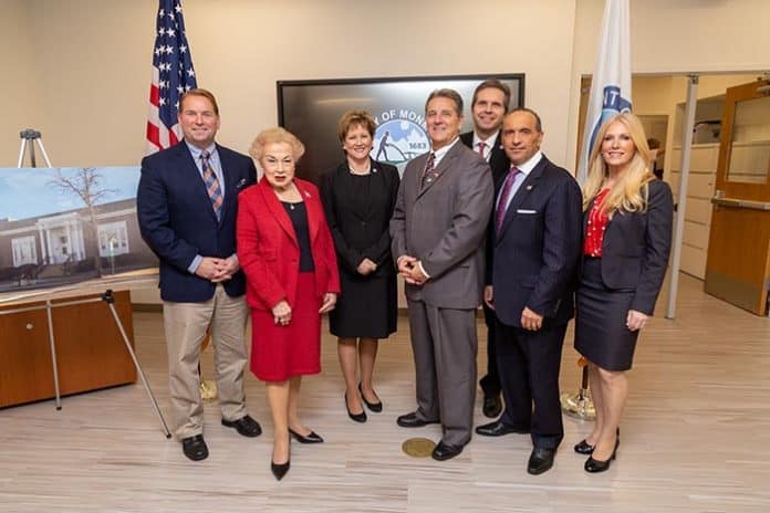 Monmouth County Freeholder Lillian G. Burry, Freeholder Susan M. Kiley, Freeholder Gerry P. Scharfenberger, Ph.D., Freeholder Director Thomas A. Arnone, Impreveduto, County Clerk Christine Hanlon, and Monmouth County Sheriff Shaun Golden were present to commemorate the event. (Photo courtesy Monmouth County)