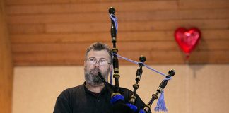 Frank Johnson leads the practice of the Pipes & Drums of Barnegat Bay Feb. 4. (Photo by Jennifer Peacock)