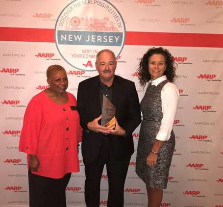 Pictured from left to right are President Lavelle Jones, Stanley Rosenthal and AARP State Director Stephanie Hunsinger. (Photo courtesy AARP)