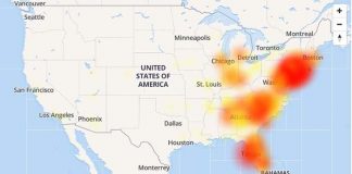 The Verizon outages as reported by downdetector.com. (Graphic courtesy downdetector.com)