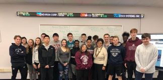 High School South students pose with Edele Hovnanian, who visited the school's Real Estate and Business Incubator funded in 2018-2019 by the Hirair and Anna Hovnanian Foundation on Jan. 18, 2019. (Photo courtesy Toms River Regional Schools)