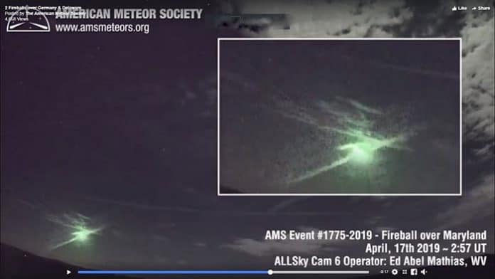 A screenshot of the video shared by the American Meteor Society.