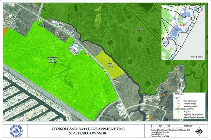 This map shows where the larger purchase is, on East Bay Avenue. (Map courtesy Ocean County)