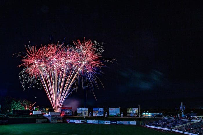 The BlueClaws annual Patriotic Fireworks Extravaganza is July 3. (Photo courtesy Lakewood BlueClaws)