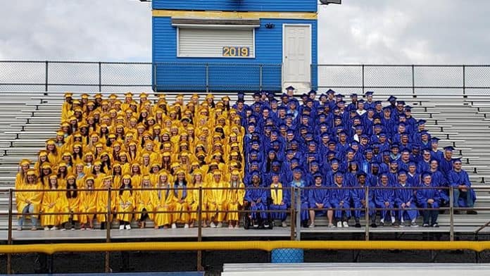 The 243-member graduating class of 2019. (Photo courtesy Manchester Township School District)