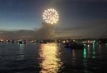 People in boats had a front row seat to the fireworks show. (Photo by Judy Smestad-Nunn)