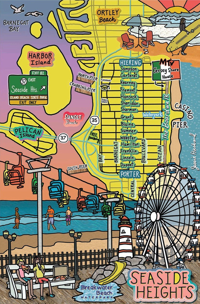 Artist Brings Jersey Shore Towns To Life With Illustrated Maps Jersey   3 SEASIDE Art 