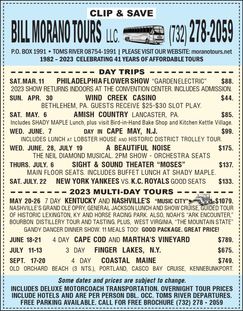 Upcoming Trips Via Bill Morano Tours