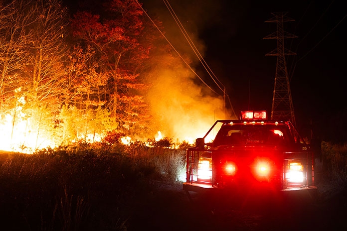 Shotgun Wildfire Rages In Ocean County